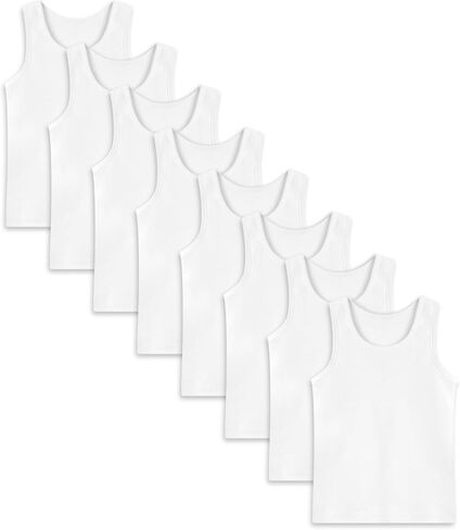 8 Pack Boys Kids Tank Tops Cotton Undershirts Sleeveless Crew Neck Tank Tops for Toddlers in Kuwait