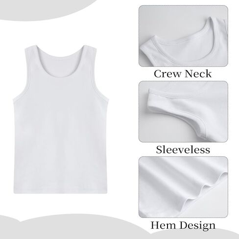 8 Pack Boys Kids Tank Tops Cotton Undershirts Sleeveless Crew Neck Tank Tops for Toddlers in Kuwait