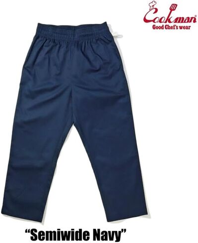 COOKMAN Chef Pants Semiwide : Navy, Relaxed Semi-Wide Fit for Kitchen & Street Use, Designed for Comfort and Mobility in Kuwait