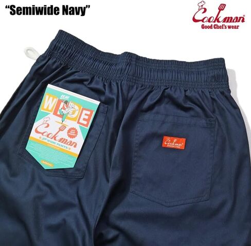 COOKMAN Chef Pants Semiwide : Navy, Relaxed Semi-Wide Fit for Kitchen & Street Use, Designed for Comfort and Mobility in Kuwait