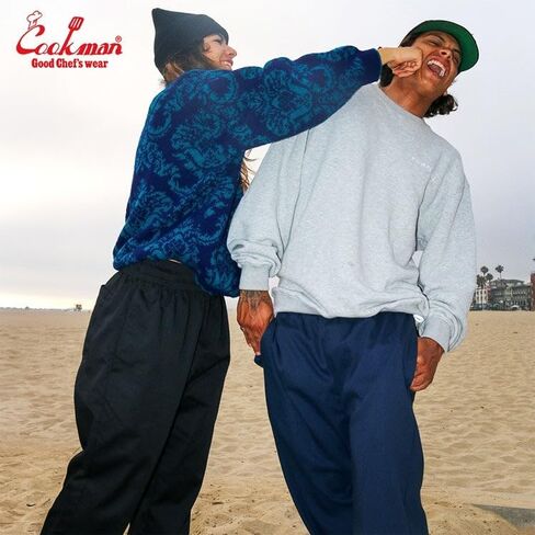 COOKMAN Chef Pants Semiwide : Navy, Relaxed Semi-Wide Fit for Kitchen & Street Use, Designed for Comfort and Mobility in Kuwait