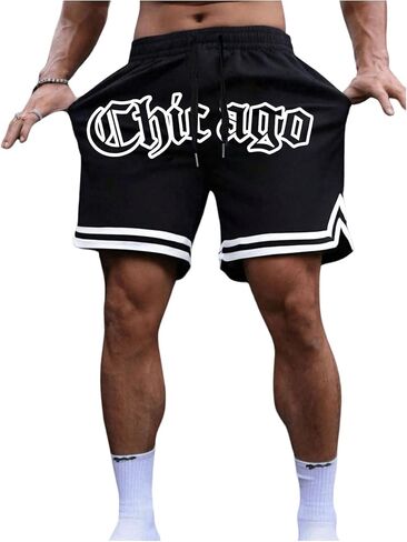 VIPWOLF Men's Graphic Basketball Shorts Baggy Y2k Elastic Waist Drawstring Streetwear Gym Workout Summer Casual Track Shorts in Kuwait
