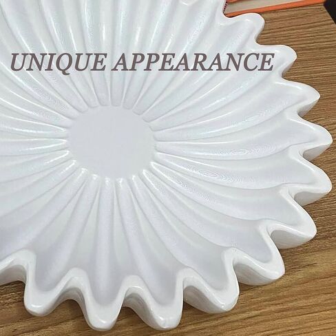 10 Inch Resin Decorative Bowl for Home Decor, Ruffle Decorative Fruit Bowl for Kitchen Counter, Vintage Ring Dish Decorative Flower Bowl HouseWarming Wedding Gifts in Kuwait