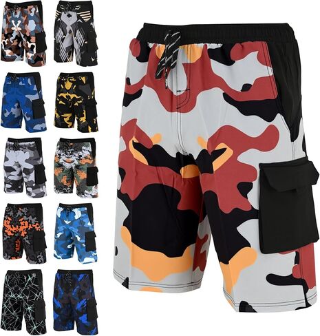 ROAR-INT Men's Cargo Shorts Lightweight Casual Shorts for Men Elastic Waist Drawstring Stretch Cargo Shorts Men's Cargo Pants in Saudi Arabia