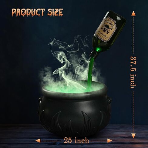Halloween Decorations Indoor - Cauldron Halloween Decor with Magic Floating Potion Bottles and Diffuser - Black Plastic Witches Bowl Party Decoration for Spooky Vintage Home Kitchen Table in Saudi Arabia