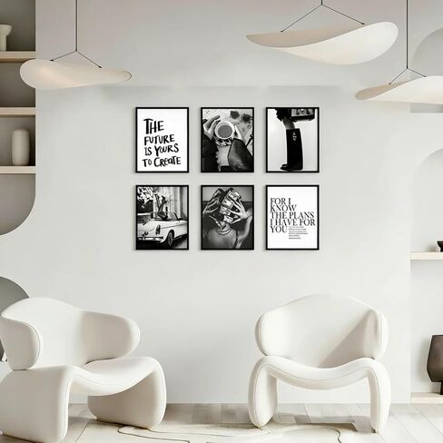 Trendy Black and White Wall Art Luxury Money Hair Rollers Girl Posters High Heels Motivational Quotes Home Decor for Bedroom Living Room Dormitory Modern Aesthetic Pictures Unframed 8x10 Inch in Kuwait