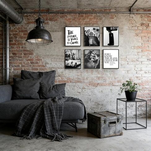 Trendy Black and White Wall Art Luxury Money Hair Rollers Girl Posters High Heels Motivational Quotes Home Decor for Bedroom Living Room Dormitory Modern Aesthetic Pictures Unframed 8x10 Inch in Kuwait