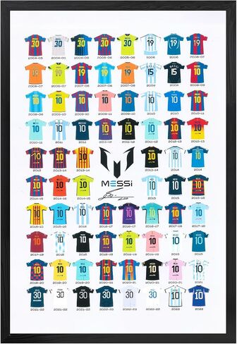 Mofesun Football Jersey Collection Framed Poster, Wall Art ，Football Poster，Soccer Poster，Wall Decoration For Boy's Bedroom,Football Fan Must Have (Black frame, 8 "x 10") in Saudi Arabia