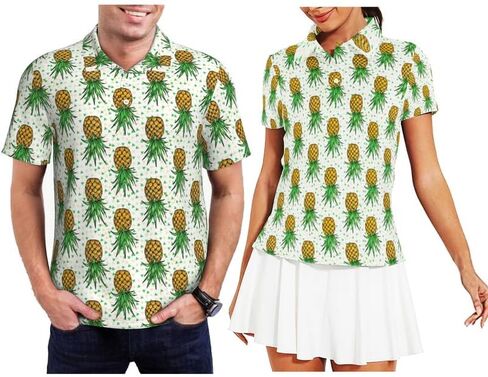 Funny Matching Couples Golf Shirts Short Sleeve Polo Shirts Moisture Wicking Unisex Hawaiian Outfits for Men Women in Saudi Arabia