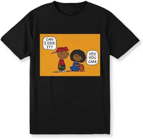 هل يمكنني ركلها؟ تي شيرت Yes You Can Peanuts Charlie Brown Lucy Football Meme، تي شيرت برسومات هيب هوب مضحكة in Kuwait