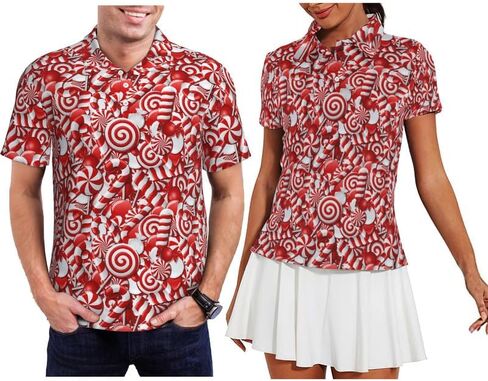 Funny Matching Couples Golf Shirts Short Sleeve Polo Shirts Moisture Wicking Unisex Hawaiian Outfits for Men Women in Saudi Arabia