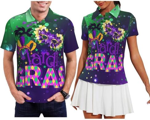 Funny Matching Couples Golf Shirts Short Sleeve Polo Shirts Moisture Wicking Unisex Hawaiian Outfits for Men Women in Saudi Arabia