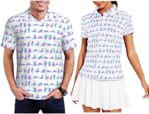 Funny Matching Couples Golf Shirts Short Sleeve Polo Shirts Moisture Wicking Unisex Hawaiian Outfits for Men Women in Saudi Arabia