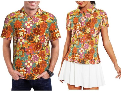 Funny Matching Couples Golf Shirts Short Sleeve Polo Shirts Moisture Wicking Unisex Hawaiian Outfits for Men Women in Saudi Arabia