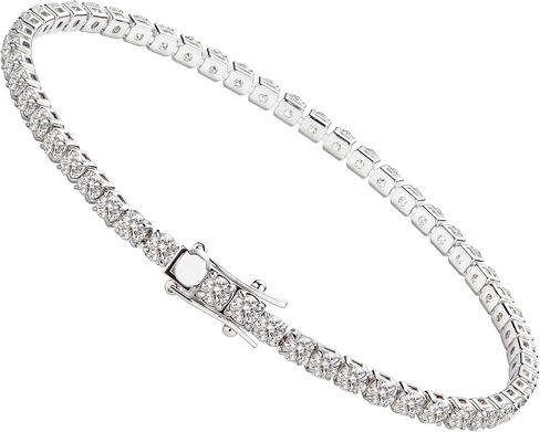 HMJ Moissanite Tennis Bracelet for Women, 3mm/4mm Lab Diamond Tennis Bracelet Double Safety Buckle, Dainty Bracelet Birthday Gift for Mom/Wife Wedding Bridal Prom Size 6.5-7.5 Inch in Saudi Arabia