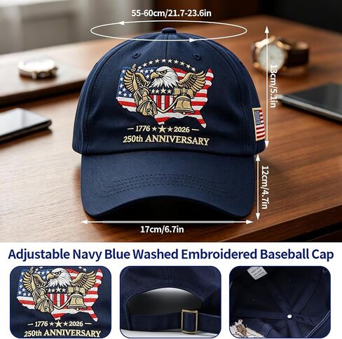 250th Anniversary USA Hat United States 1776-2026 Embroidered Eagle Adjustable Baseball Cap 250 Year Independence hat with Eagle Flag Design for Men Women Dark Blue in Saudi Arabia