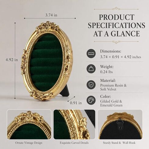 Ring Display Stand, Vintage Gold Jewelry Holder with Bow, Resin Frame-Style Ring Organizer for Rings & Earrings, Elegant Wedding Ring Display Tray, Gift for Women in Kuwait