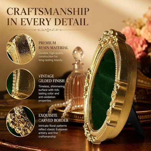 Ring Display Stand, Vintage Gold Jewelry Holder with Bow, Resin Frame-Style Ring Organizer for Rings & Earrings, Elegant Wedding Ring Display Tray, Gift for Women in Kuwait