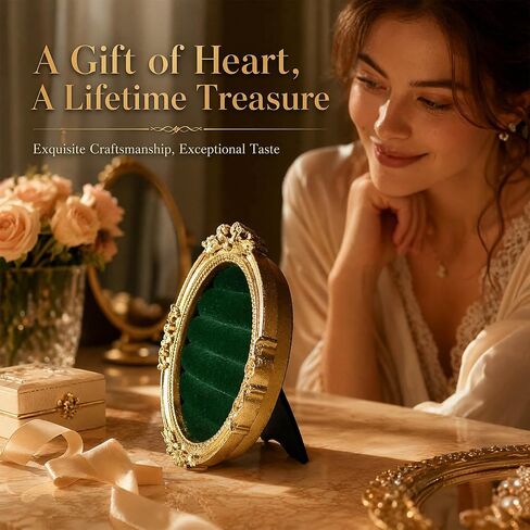 Ring Display Stand, Vintage Gold Jewelry Holder with Bow, Resin Frame-Style Ring Organizer for Rings & Earrings, Elegant Wedding Ring Display Tray, Gift for Women in Kuwait