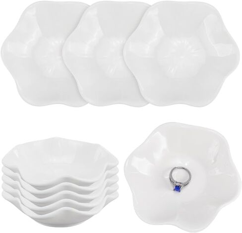 arricraft 10 Pcs Ceramic Lotus Leaf Shape Jewelry Tray Dish, Small Key Ring Dish, Suitable for Mom Friend Sister, Gifts for Women, Home Decor Trinket Tray (White) in Kuwait