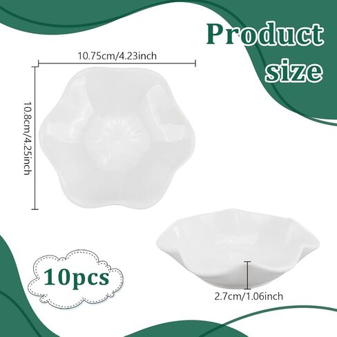 arricraft 10 Pcs Ceramic Lotus Leaf Shape Jewelry Tray Dish, Small Key Ring Dish, Suitable for Mom Friend Sister, Gifts for Women, Home Decor Trinket Tray (White) in Kuwait