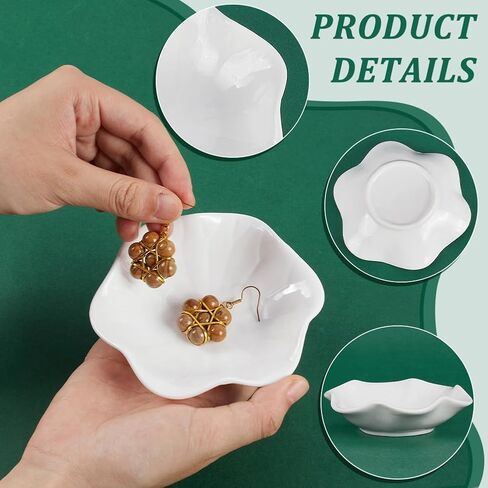 arricraft 10 Pcs Ceramic Lotus Leaf Shape Jewelry Tray Dish, Small Key Ring Dish, Suitable for Mom Friend Sister, Gifts for Women, Home Decor Trinket Tray (White) in Kuwait