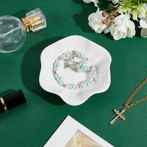arricraft 10 Pcs Ceramic Lotus Leaf Shape Jewelry Tray Dish, Small Key Ring Dish, Suitable for Mom Friend Sister, Gifts for Women, Home Decor Trinket Tray (White) in Kuwait