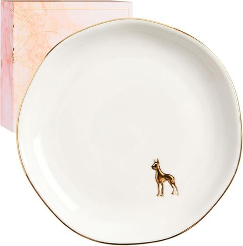 InnoBeta Doberman Gifts for Women, Gifts for Doberman Lover Ceramic Jewelry Tray, Decorative Trinket Dish for Rings Earrings Necklaces Bracelet, 4.75" in Kuwait
