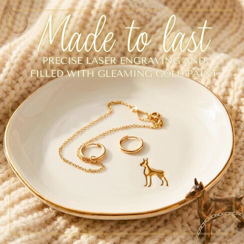 InnoBeta Doberman Gifts for Women, Gifts for Doberman Lover Ceramic Jewelry Tray, Decorative Trinket Dish for Rings Earrings Necklaces Bracelet, 4.75" in Kuwait