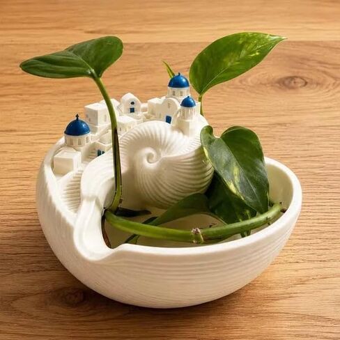 Hand-Painted Santorini Catchall Bowl – 6-Inch Limited Edition Coastal Decor Tray for Keys, Jewelry, Change | Ceramic Trinket Dish for Entryway, Nightstand, or Bathroom | Artisan Gift for Beach Lovers in Kuwait