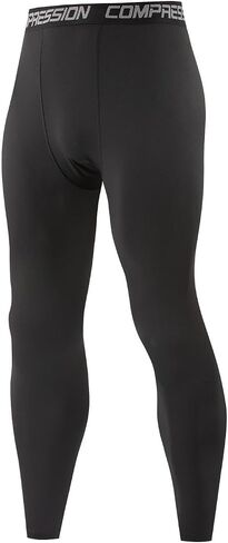 Men's Compression Leggings, High-Waisted Athletic Tights with Moisture-Wicking Fabric, Supportive Pants for Running in Kuwait