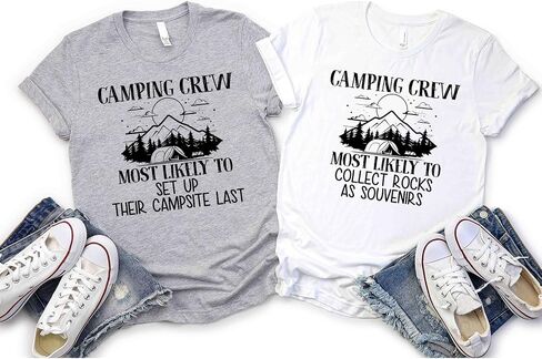 Camping Crew Most Likely to Custom Text Matching T-Shirts, Summer Hiking Trip Matching T-Shirt, Holiday Adventure Camp Trip Matching Tshirt, Gift for Friends, Family Members Multicolor in Saudi Arabia