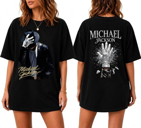 تي شيرت King of Pop Music Legend - قميص برسومات مستوحاة من أيقونة البوب ​​الفيروسية - قميص مشجعي Biopc للموسيقى على الوجهين - قميص برسومات Retro Dance Legend in Kuwait