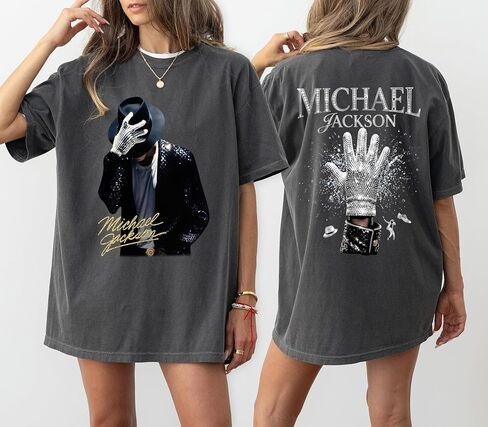 تي شيرت King of Pop Music Legend - قميص برسومات مستوحاة من أيقونة البوب ​​الفيروسية - قميص مشجعي Biopc للموسيقى على الوجهين - قميص برسومات Retro Dance Legend in Kuwait