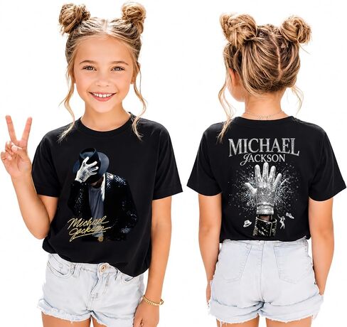 تي شيرت King of Pop Music Legend - قميص برسومات مستوحاة من أيقونة البوب ​​الفيروسية - قميص مشجعي Biopc للموسيقى على الوجهين - قميص برسومات Retro Dance Legend in Kuwait