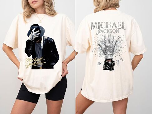 تي شيرت King of Pop Music Legend - قميص برسومات مستوحاة من أيقونة البوب ​​الفيروسية - قميص مشجعي Biopc للموسيقى على الوجهين - قميص برسومات Retro Dance Legend in Kuwait