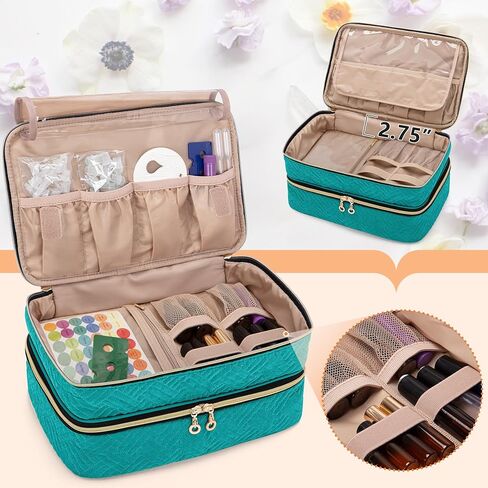 BAFASO Essential Oil Storage Case Holds 40 Bottles (5ml-30ml), Essential Oil Organizer with Tool Storage Sections (Bag Only), Teal in Saudi Arabia