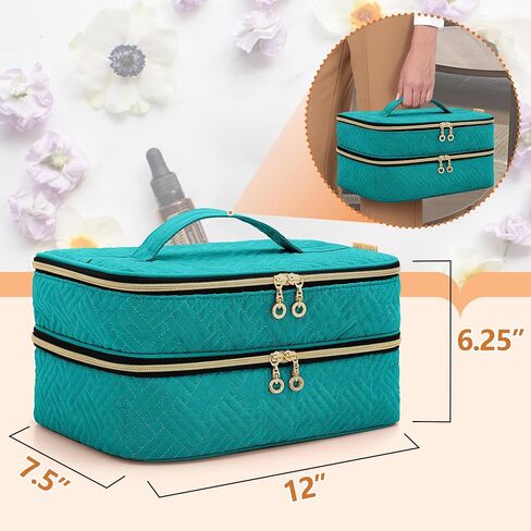BAFASO Essential Oil Storage Case Holds 40 Bottles (5ml-30ml), Essential Oil Organizer with Tool Storage Sections (Bag Only), Teal in Saudi Arabia