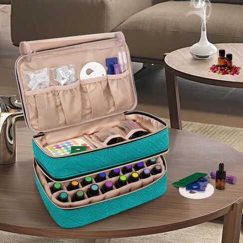 BAFASO Essential Oil Storage Case Holds 40 Bottles (5ml-30ml), Essential Oil Organizer with Tool Storage Sections (Bag Only), Teal in Saudi Arabia
