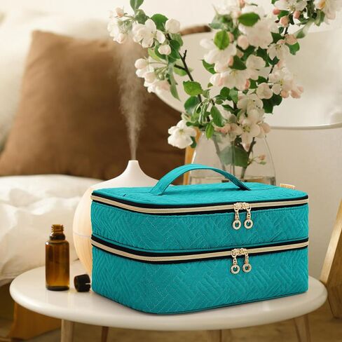 BAFASO Essential Oil Storage Case Holds 40 Bottles (5ml-30ml), Essential Oil Organizer with Tool Storage Sections (Bag Only), Teal in Saudi Arabia