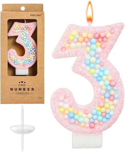 PHD CAKE Number 2 Pink Macaron Birthday Candles, Macaron Themed Number Candles, Cake Number Candles, Party Celebration in Kuwait