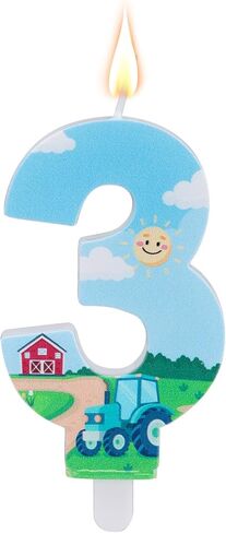 Farm Tractor Birthday Number Candle, Tractor Theme Cake Topper for Boys & Girls Birthday Anniversary and Themed Party Favors & Decoration Supplies (Number 2) in Kuwait