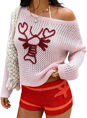 سترة Verdusa للسيدات من الكروشيه على شكل جراد البحر وسترات للشاطئ تغطي الجزء العلوي من الكتف in Kuwait