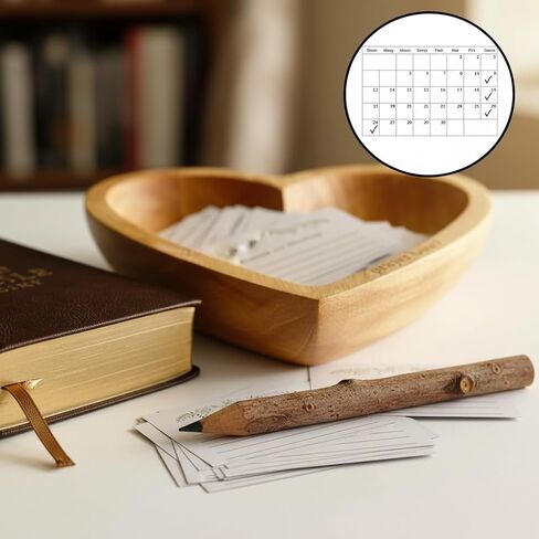 Prayer Bowl with 24 Blessing Cards,Christian Gifts for Women Men, Heart Wood Prayer Dough Bowl, Decor Bowl, Mothers Day Gifts, Birthday, Retirement, Religious Gift for Mom Dad with Storage Bag in Saudi Arabia