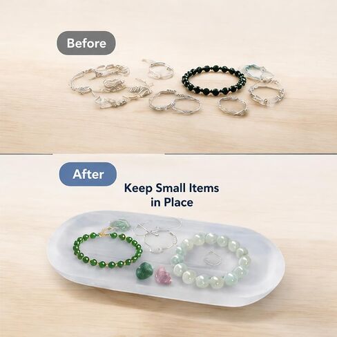 Selenite Crystal Bowl - Jewelry Organizer &, Charging Bowl for Cleansing, Healing, Recharging Crystals, Home Decor Housewarming Gift for Men Women- 5.91x2.76 Inch. in Saudi Arabia
