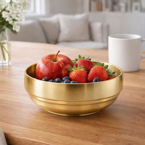 7.4 In Gold Decorative Bowl for Home Decor, Stainless Steel Key Holder Bowl, Large Key Bowl for Entryway Table, Brass Bowls for Decoration, Metal Decor Bowl Flower Bowl Candy Dish (Gold) in Saudi Arabia