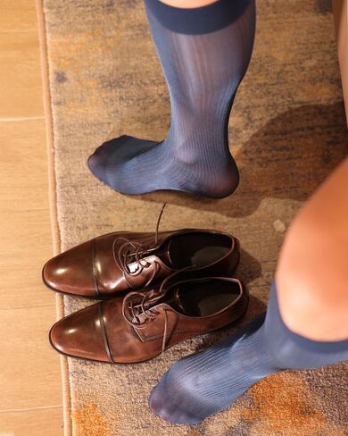 3 Pairs Men's Silk Socks, Mid-Calf Formal Dress Socks, Sheer Thin Dress Socks for Men in Kuwait