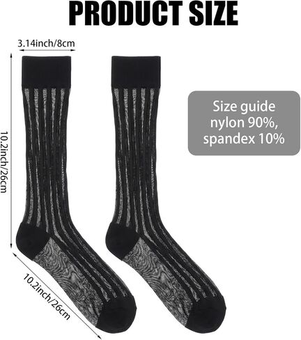 Sheer Socks Men, Black Nylon Thin Mens Sheer Dress Socks Silk Sock for Tuxedo Casual Business Boardroom Formal Dress Suit (Black) in Saudi Arabia