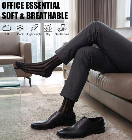 Sheer Socks Men, Black Nylon Thin Mens Sheer Dress Socks Silk Sock for Tuxedo Casual Business Boardroom Formal Dress Suit (Black) in Saudi Arabia