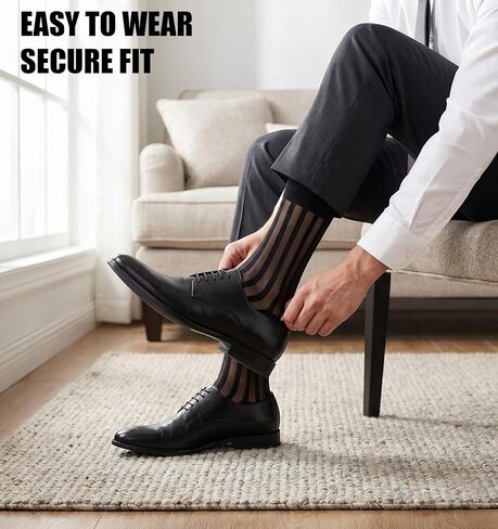 Sheer Socks Men, Black Nylon Thin Mens Sheer Dress Socks Silk Sock for Tuxedo Casual Business Boardroom Formal Dress Suit (Black) in Saudi Arabia